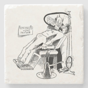 Funny Dentist Sketch Stone Coaster
