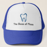 Funny Dentist Theme Trucker Hat<br><div class="desc">Funny Dentist ball caps with humourous saying The Boss of Floss. Makes a great office gift for your Dentist or fun hats for a dentistry seminar or convention.</div>