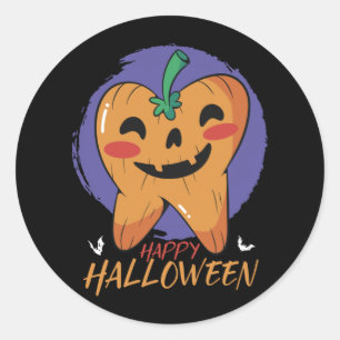 Funny Dentist Tooth Pumpkin Halloween Classic Round Sticker