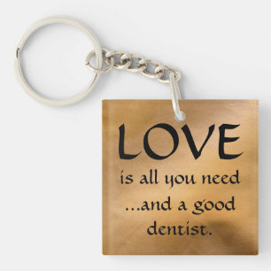 Funny Dentist Vintage Satin Metallic Gift Keychain