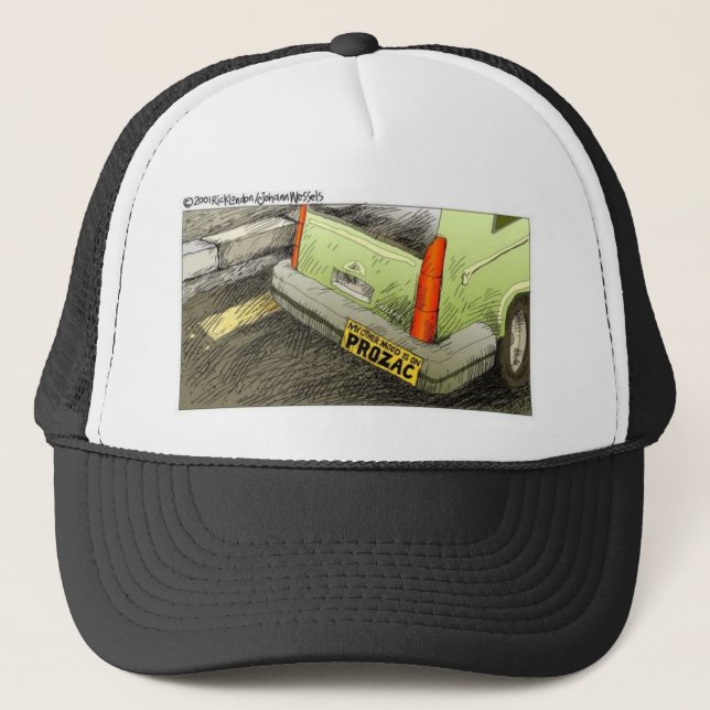 Funny Depression Cartoon Gifts Tees & Collectibles Trucker Hat (Front)