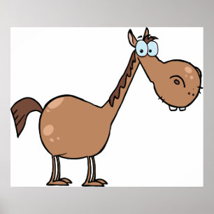 Funny Derpy Horse Silly Brown Stallion Poster