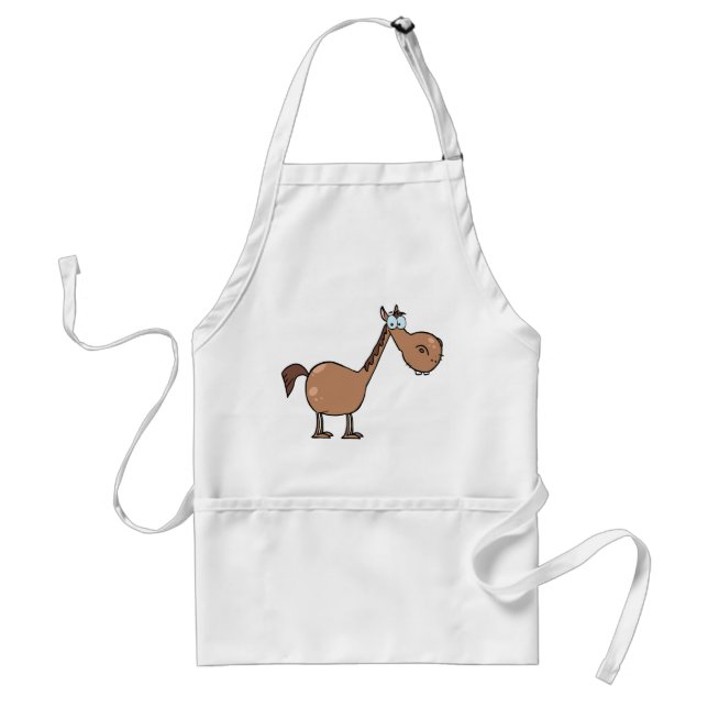 Funny Derpy Horse Silly Brown Stallion Standard Apron (Front)