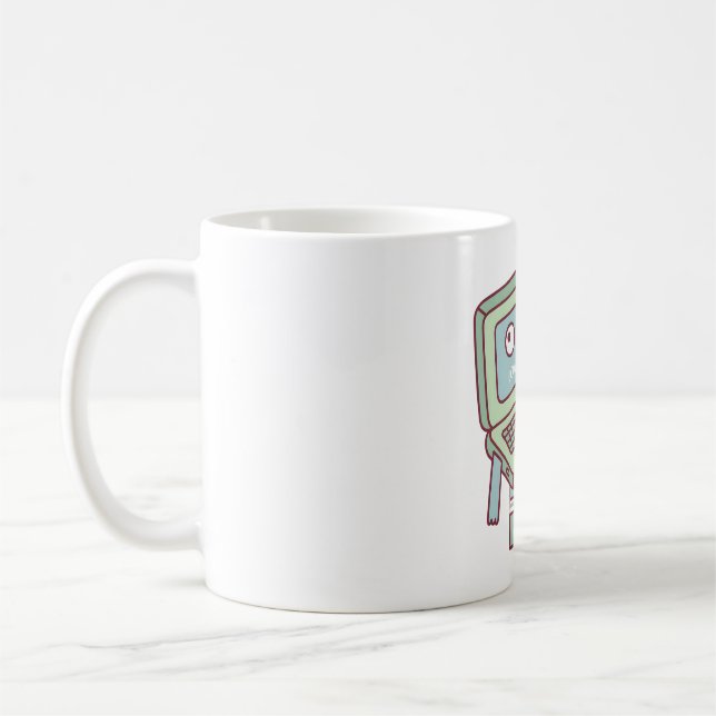 Funny Derpy Laptop Loading Its Brain Coffee Mug (Left)