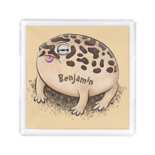 Funny desert rain frog cartoon illustration acrylic tray