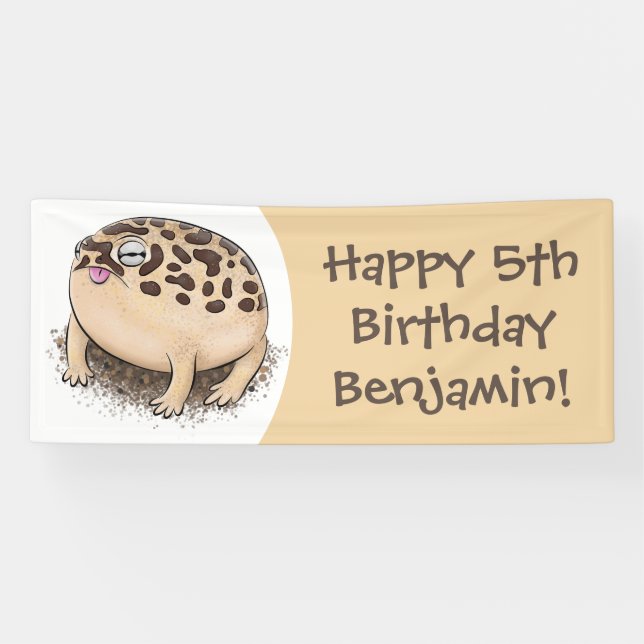 Funny desert rain frog cartoon illustration banner (Horizontal)