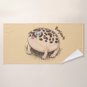 Funny desert rain frog cartoon illustration bath towel set
