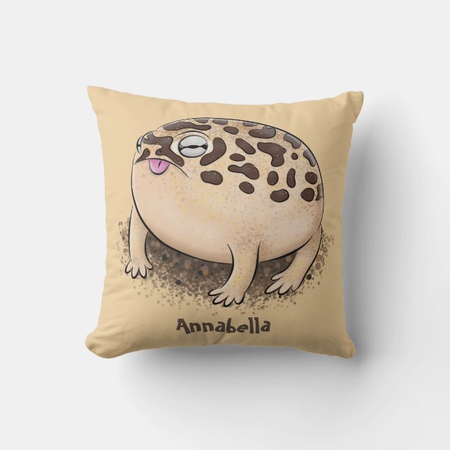 Funny desert rain frog cartoon illustration cushion (Front)
