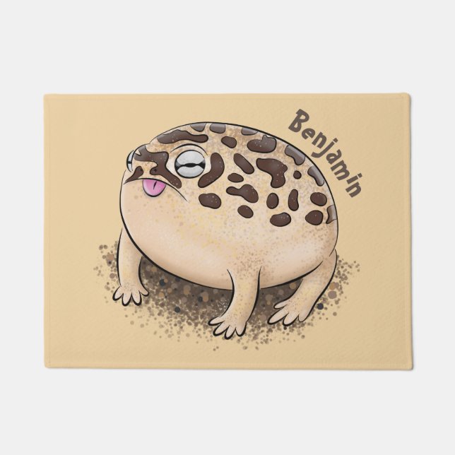 Funny desert rain frog cartoon illustration doormat (Front)