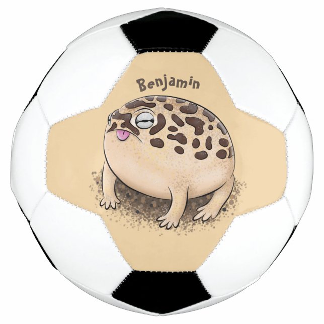 Funny desert rain frog cartoon illustration football (Front)