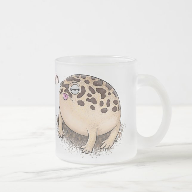 Funny desert rain frog cartoon illustration frosted glass coffee mug (Right)