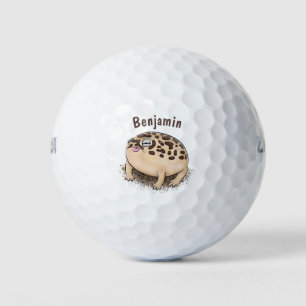 Funny desert rain frog cartoon illustration golf balls