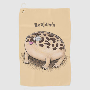 Funny desert rain frog cartoon illustration golf towel