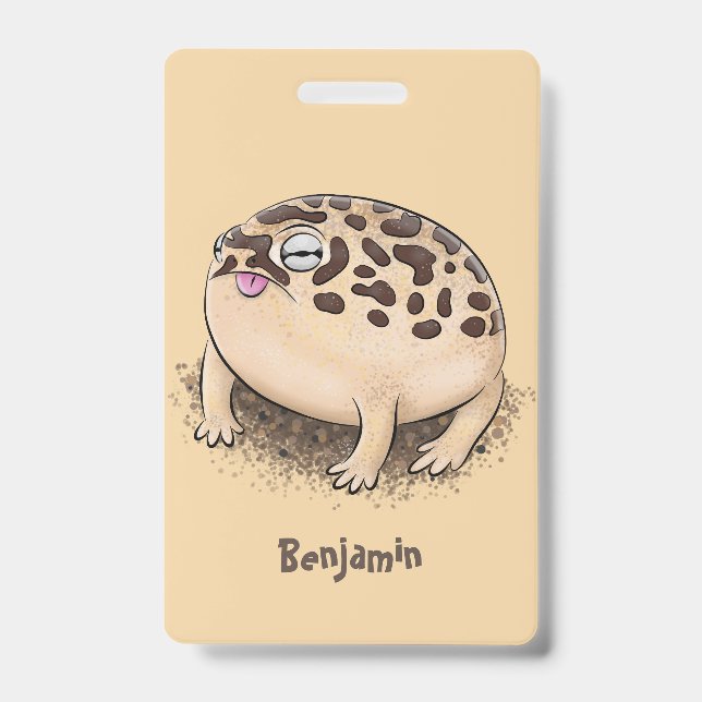 Funny desert rain frog cartoon illustration ID badge (Front)