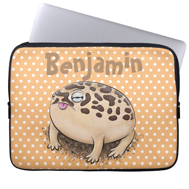 Funny desert rain frog cartoon illustration laptop sleeve (Front)