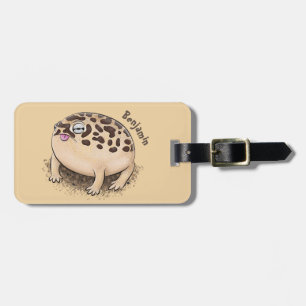 Funny desert rain frog cartoon illustration luggage tag