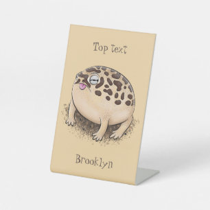 Funny desert rain frog cartoon illustration pedestal sign