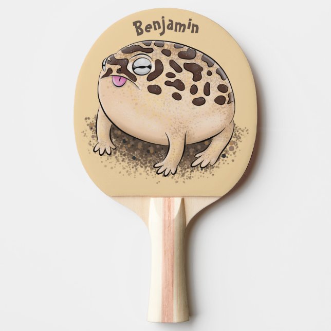 Funny desert rain frog cartoon illustration ping pong paddle (Front)