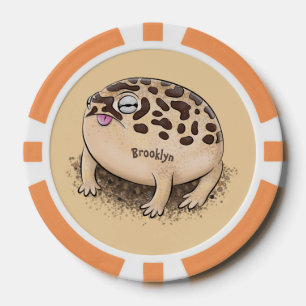 Funny desert rain frog cartoon illustration poker chips