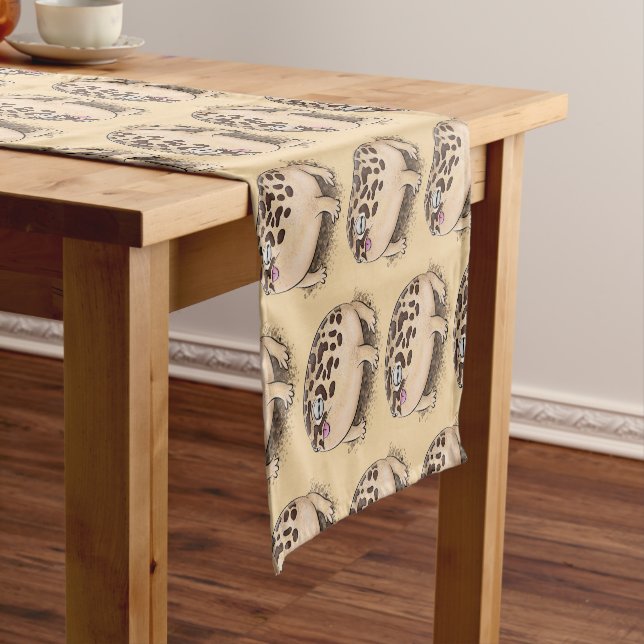 Funny desert rain frog cartoon illustration short table runner (In Situ)