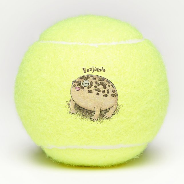 Funny desert rain frog cartoon illustration tennis balls (Front)