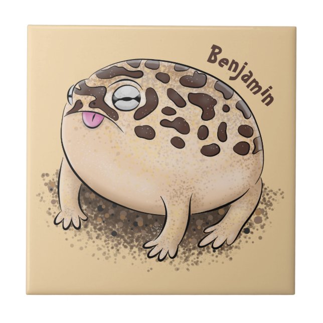 Funny desert rain frog cartoon illustration tile (Front)