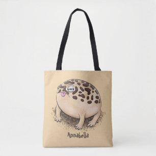 Funny desert rain frog cartoon illustration tote bag