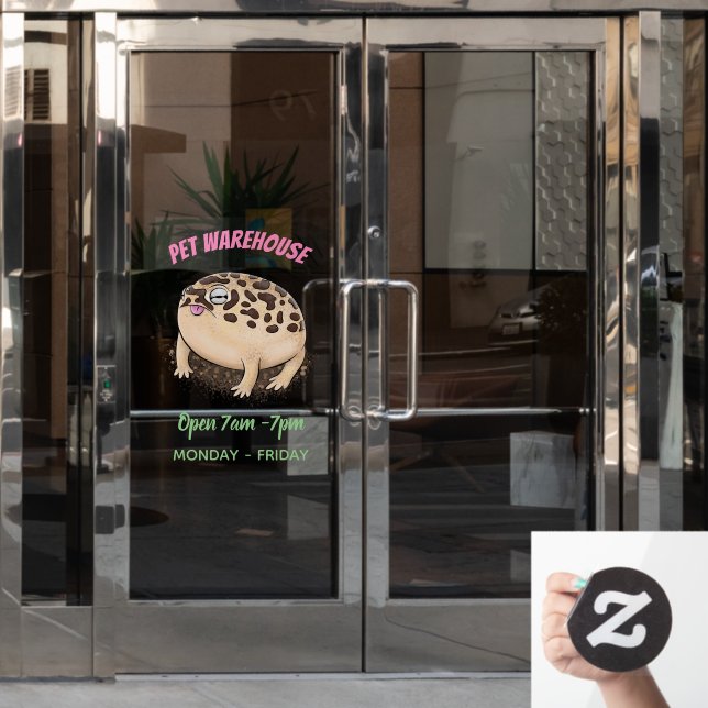 Funny desert rain frog cartoon illustration window cling (Office Door)