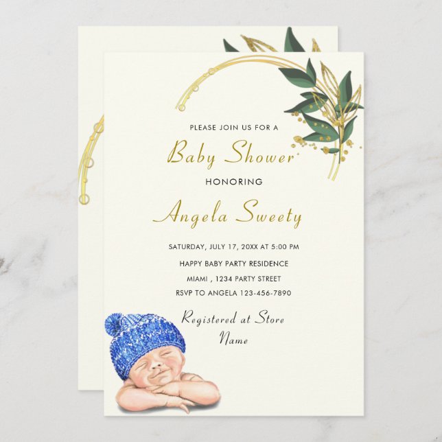 Funny Design Baby Shower Invitation - It's a Boy (Front/Back)