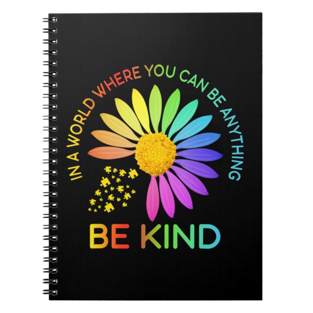 Funny Design Be Kind Sunflower Mum Women Puzzle Pi Notebook (Front)