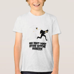 Funny Design _ Bride Pursues Groom _ Dont Panic _1 Tri-Blend Shirt
