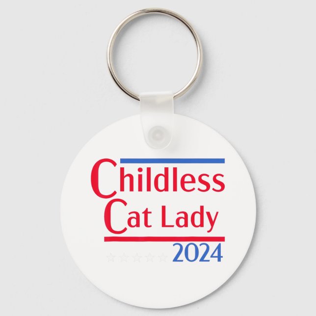 Funny Design Childless Cat Lady 2024 Gifts For Men Key Ring (Front)