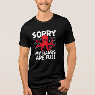 Funny Design–Cool Octopus Holding Phones Tri-Blend Shirt