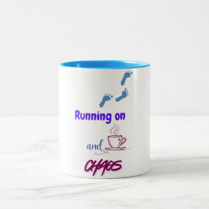 Funny Design on Coffee and Chaos Two-Tone Coffee Mug
