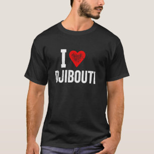 Funny Design Retro I Love Djibouti with a Red Hear T-Shirt