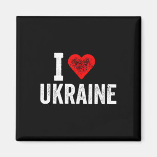 Funny Design Retro I Love Ukraine With A Red Heart Magnet