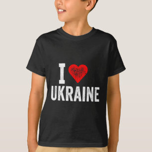 Funny Design Retro I Love Ukraine With A Red Heart T-Shirt