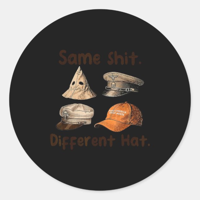 Funny Design Same Different Hat Art For Men Women  Classic Round Sticker (Front)