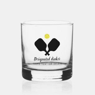 Funny Designated Dinker Personalised Pickleball Whiskey Glass