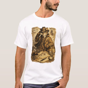 Funny Detective Cat Vintage Mystery Lover Gift T-Shirt