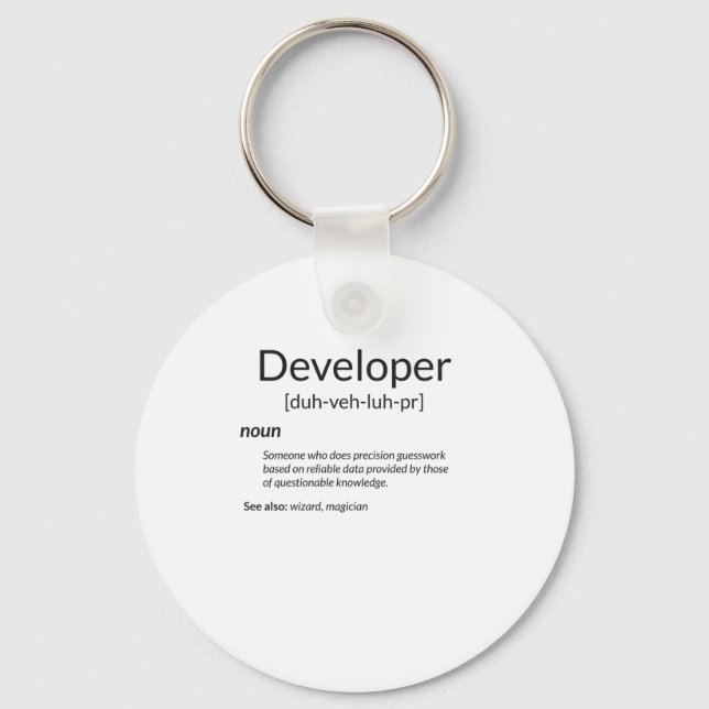 Funny Developers Gift Developer Definition Gift Key Ring (Front)