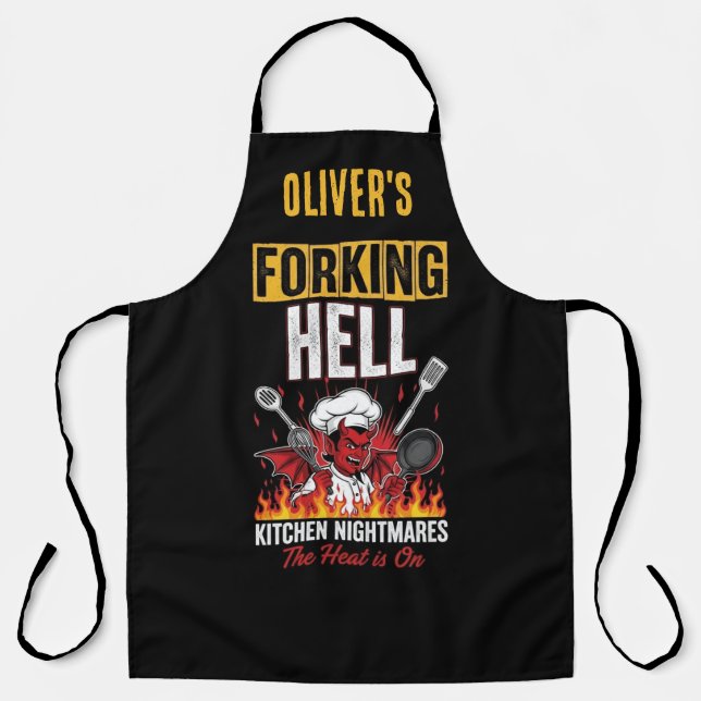 Funny Devil Chef Forking Hell Kitchen Nightmares Apron (Front)
