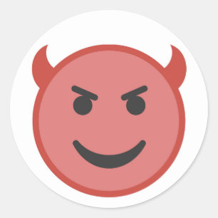 Funny Devil Emoji Red Smile Classic Round Sticker