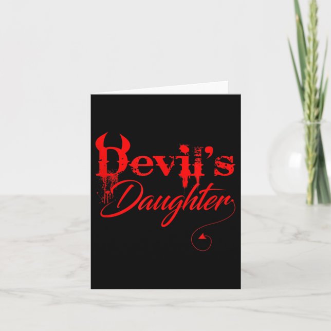Funny Devils Daughter Cute Halloween Meme Quote  Card (Front)