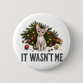 Funny Devon Rex Cats Christmas It Wasn't Me 6 Cm Round Badge
