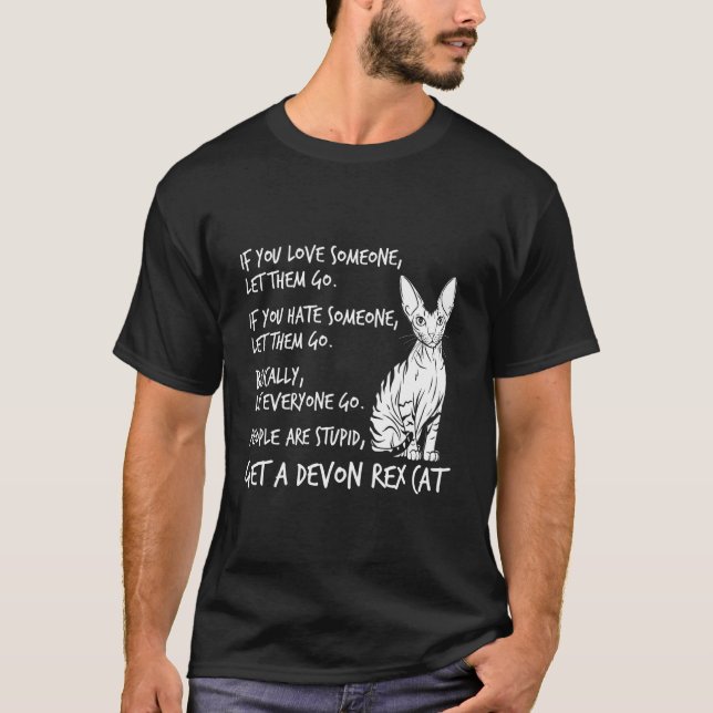 Funny Devon Rex Pixie Cat Design for Cat Lovers T-Shirt (Front)