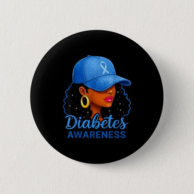 Funny Diabetes Awareness Month Black Women  6 Cm Round Badge (Front)
