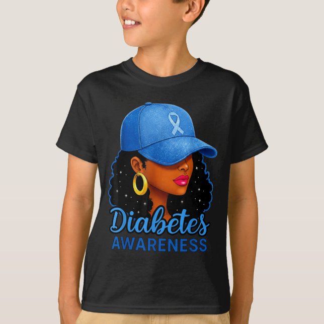 Funny Diabetes Awareness Month Black Women  T-Shirt (Front)