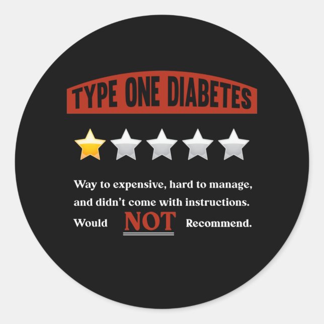 Funny Diabetes Joke Diabetic Humour Classic Round Sticker (Front)