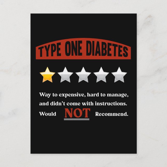 Funny Diabetes Joke Diabetic Humour Postcard (Front)